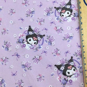 Sanrio Kuromi Fabric Cotton Cartoon Fabric Sewing Fabric Animation Fabric By the Half Yard