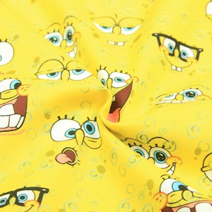 SpongeBob SquarePants Fabric SpongeBob Patrick  Fabric Cotton Cartoon Fabric Sewing Fabric Animation Fabric By the Half Yard