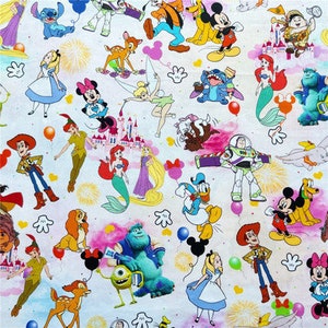 Cartoon Character Fabric Stitch Fabric Toy Story Fabric Mickey Minnie Mouse Fabric Cotton Cartoon Fabric Animation Fabric By the Half Yard