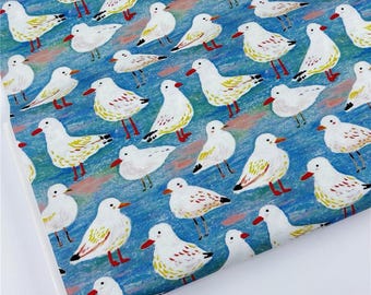 Tela con estampado de gaviotas, por medio metro.