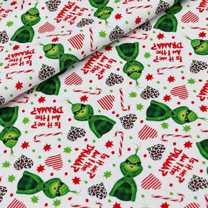 Grinch Tkanina świąteczna Tkanina świąteczna Bawełniana tkanina z kreskówek Tkanina animacyjna na pół jarda