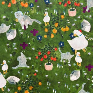 Pastoral Style Animal Print Fabric Cute Farmyard Creature Fabric Cotton Cartoon Fabric Animation Fabric By the Half Yard