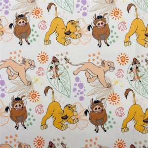 Lion King Fabric Lion Simba Mufasa Cotton Cartoon Fabric Animation Fabric By the Half Yard