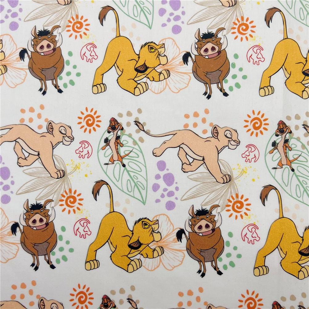Lion King Fabric Lion Simba Mufasa Cotton Cartoon Fabric Animation Fabric By the Half Yard