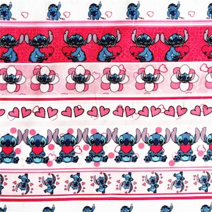 Stitch with Hearts Fabric Stitch and Angel Fabric Disney Baumwolle Cartoon-Stoff Animation Stoff Meterware