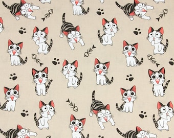 Süßer Cartoon Katzen Stoff Baumwollstoff Cartoon Stoff Meterware
