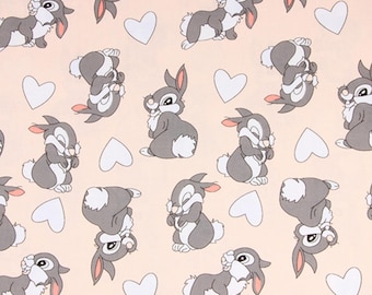 Tissu d'animation en coton avec des lapins mignons, des dessins animés, un demi-mètre