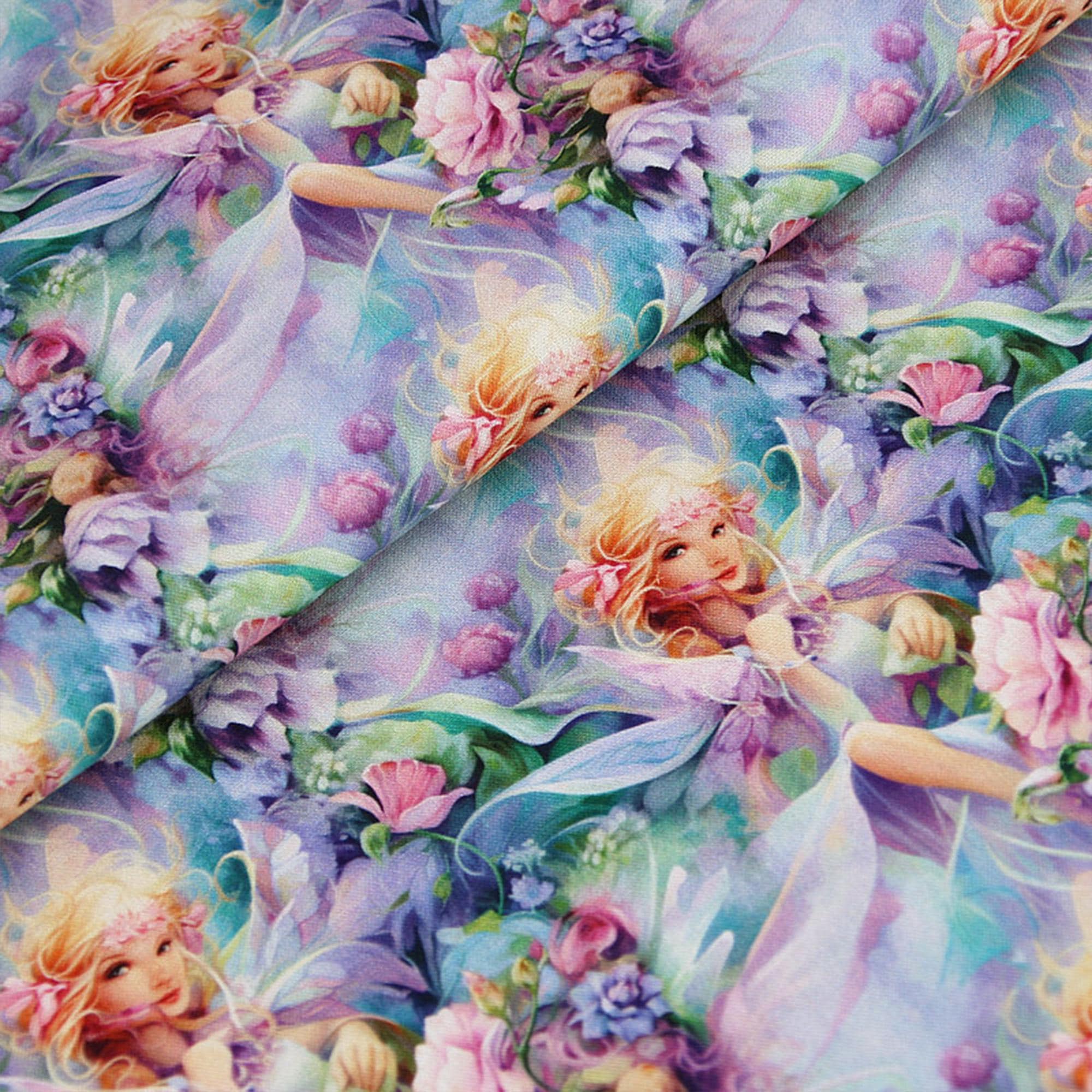 Fairy Fabric Enchanted Floral Fairy Fabric Cotton Cartoon Fabric Sewing ...