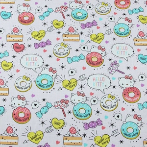 Hello Kitty Fabric Fortune Cat Lucky Kitty Fabric Cotton Cartoon Fabric Sewing Fabric Animation Fabric By the Half Yard