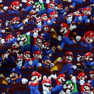 Super Mario Fabric Mario Luigi  Fabric Cotton Cartoon Fabric Sewing Fabric Animation Fabric By the Half Yard