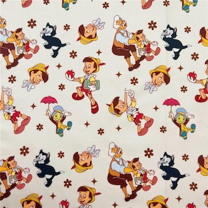 Pinocchio Fabric Cotton Cartoon Fabric Animation Fabric By the Half Yard