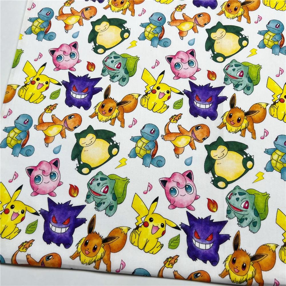 Pokemon Fabric Pocket Monster Fabric Cotton Sewing Fabric by the Half ...