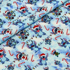 Christmas Stitch Fabric Blue Koala Fabric Cotton Cartoon Fabric Animation Fabric By the Half Yard