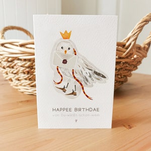 Geburtstagskarte A6 (gefaltet) "Happee Birthdae" Klappkarte mit Umschlag, Harry Potter, Geburtstag, Hedwig, Harry Potter Karte