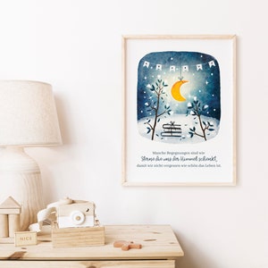 Mond und Sterne Illustration, Aquarell Kunstdruck, A5 & 5x7 Zoll, Print, Astrologie, Sternenhimmel, I told the stars/moon about you