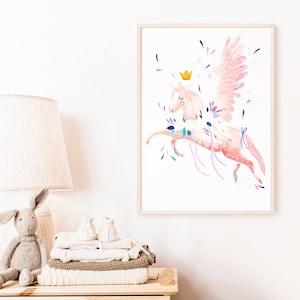 Einhorn Illustration, Aquarell Kunstdruck, A5 & 5x7 Zoll, Print, Kinderzimmer, Mädchenzimmer, Prinzessin, Du bist zauberhaft!