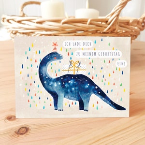 Geburtstagseinladung 5er & 10er Set  (A6) "Dino" Kindergeburtstag - Einladungskarte zum Ausfüllen