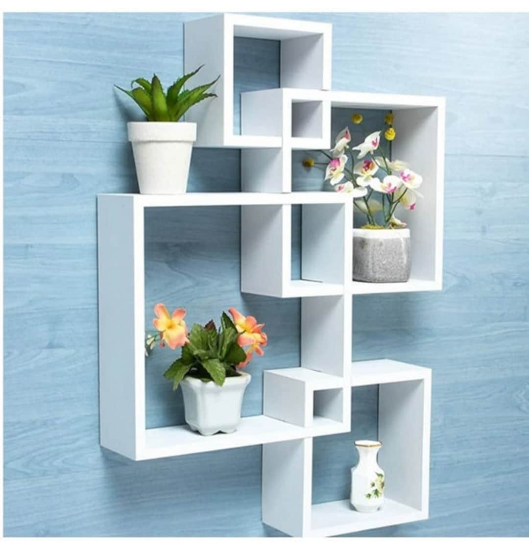 Wooden Shelf White Color / Home Decor Modern Intersecting Wall Etsy