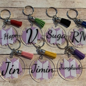 BTS Bias Acrylic Keychains with Mic Color Tassel