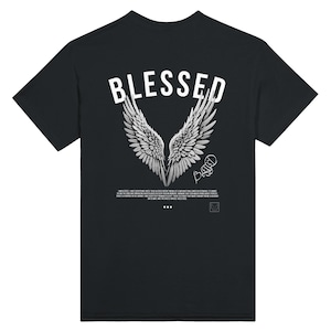 Blessed t shirt Unisex streetwear back print graphic tee, Angel wings graphic shirt positive affirmation tee, manifestation shirt