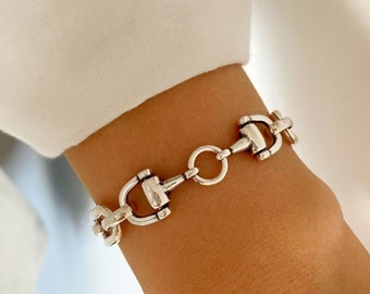 Pulsera de plata, pulsera de envoltura de plata, pulsera de plata de eslabón, pulsera de plata gruesa, regalo para ella, pulsera de encanto