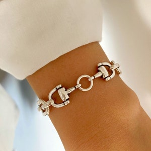 Antique Silver Lightweight Link bracelet, Silver Minimalist Bold Thick Wrap Bracelet, gift for her, Womens jewelry