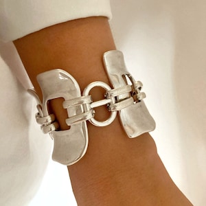 Silver bracelet, Chunky Silver bracelet,Silver Bracelet, Link Bracelet, Silver Cuff Bracelet, Big Bracelet, Statement bracelet,Gift for her