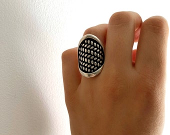 Antique Silver Ring, Adjustable Silver Boho Ring, Silver Brutalist Ring, Womens Jewelry, Gift for her