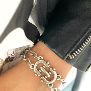 Antique Silver Chain Chunky Statement Bracelet, Personalized Handmade bracelet, Gift for her, Christmas gift for her