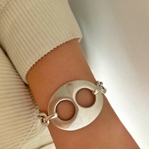 Antique Silver bracelet, Silver Chunky Bracelet, Link Silver Bracelet, Statement Silver Bracelet, gift for her, Large bracelet