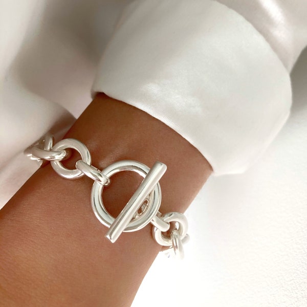 Silver bracelet, Silver Chunky Bracelet, Heavy Chain Bracelet, Silver Bracelet, Statement Bold Bracelet,Statement Bracelet, Gift for her