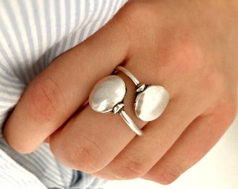 Antique Silver Statement Minimalist Chunky Ring, Adjustable Silver Ring, Original gift