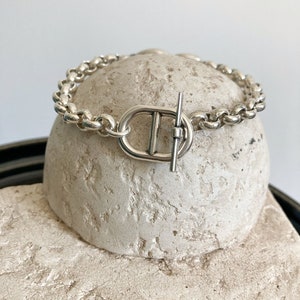 Silver bracelet, clasp bracelet, silver toggle clasp bracelet, love bracelet, silver statement bracelet image 4