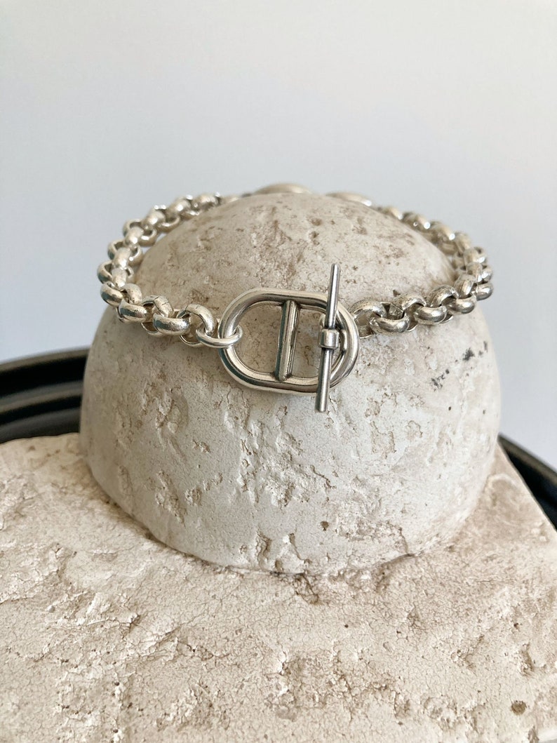 Silver bracelet, clasp bracelet, silver toggle clasp bracelet, love bracelet, silver statement bracelet image 4