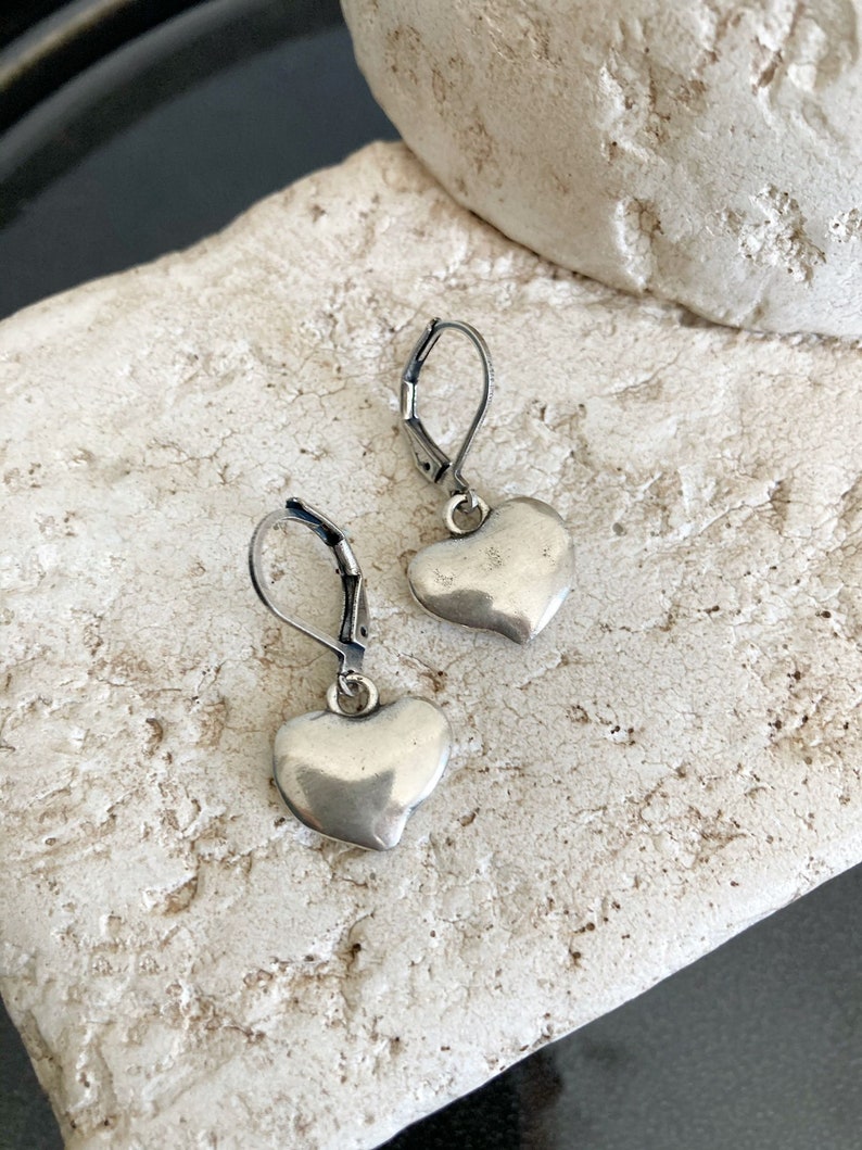 Antique Silver earrings, Irregular Shaped Earrings, Silver Earrings, Statement Earrings, Boho silver earrings, Heart earrings image 4