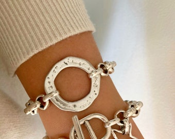King Baby Large Handcuff Clasp Silver Bracelet