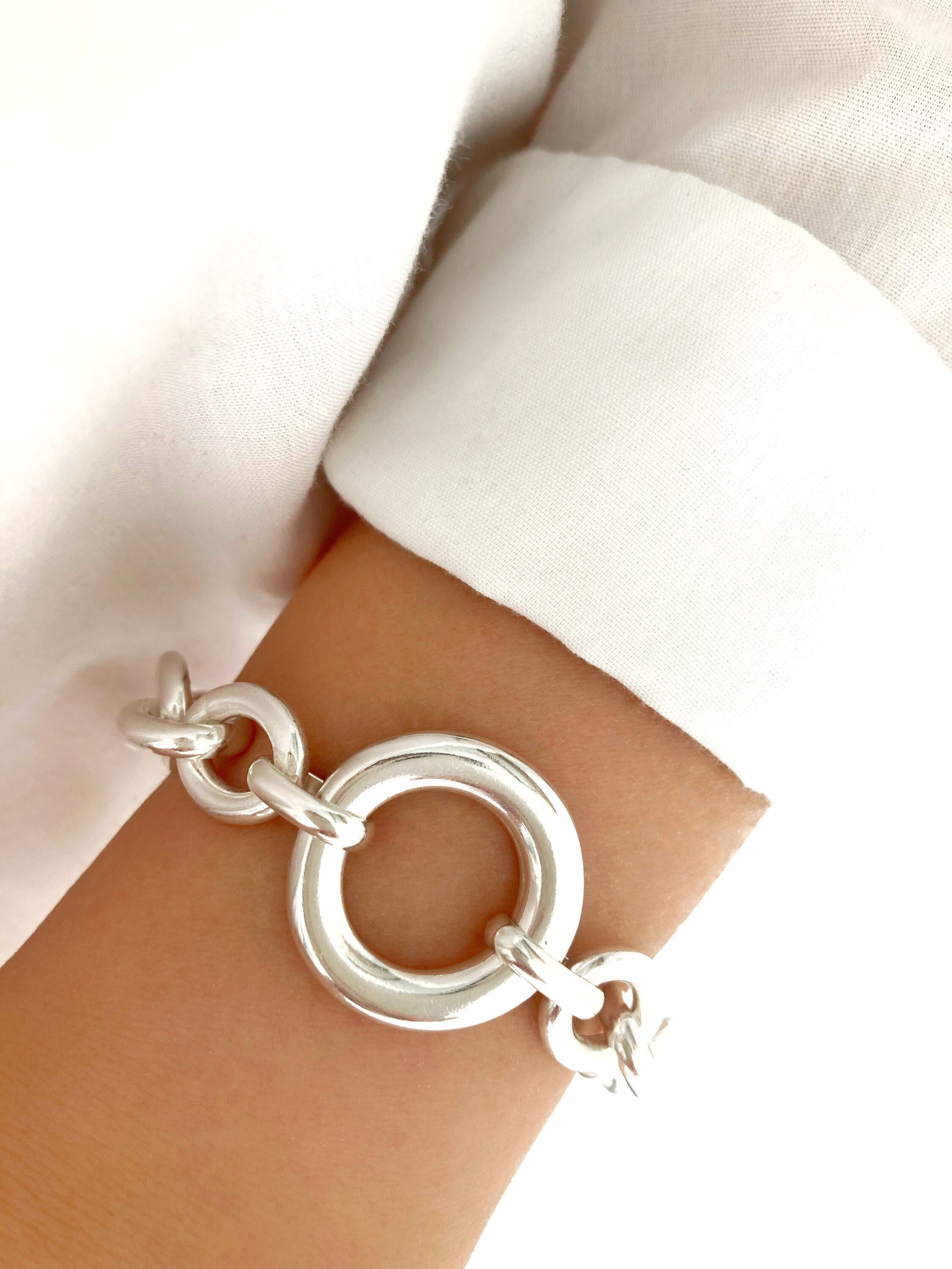 Silver Chunky Heavy Chain Bracelet, Large Big Chain Bracelet