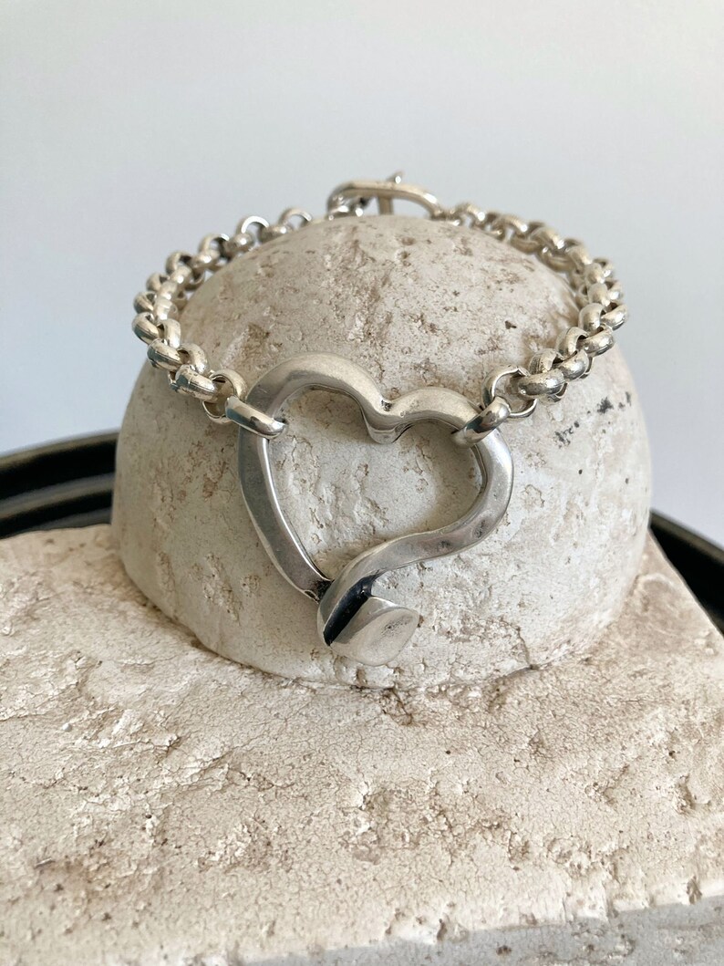 Silver bracelet, clasp bracelet, silver toggle clasp bracelet, love bracelet, silver statement bracelet image 3