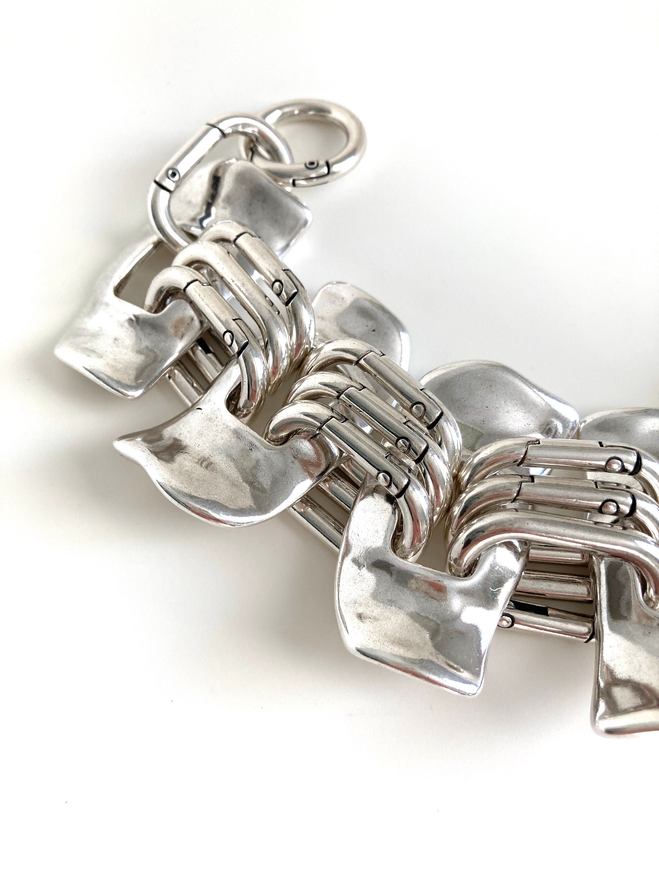 ヴィンテージ harris & son スターリングシルバー 925 Antique Silver Heavy Bracelet, Silver Link Bracelet, Massive