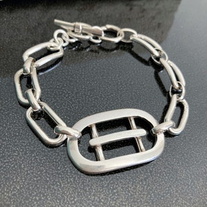 Silver bracelet, Silver Wrap Bracelet, Link Silver Bracelet, Chunky Silver Bracelet, womens gift image 2
