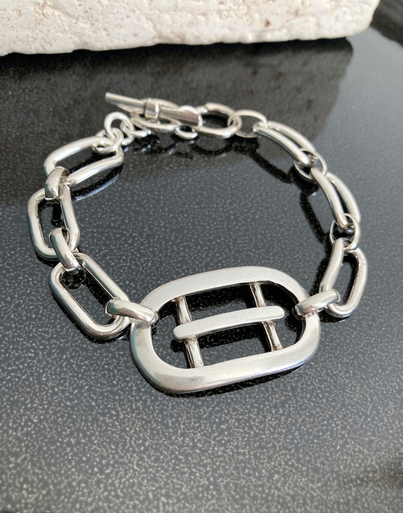 Pulsera de plata, pulsera de envoltura de plata, pulsera de plata de eslabón, pulsera de plata gruesa, regalo de mujer imagen 2