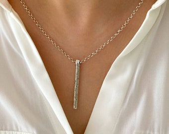 Silver Charm Bar necklace, Gothic necklace, Womens Jewelry, Gift for her