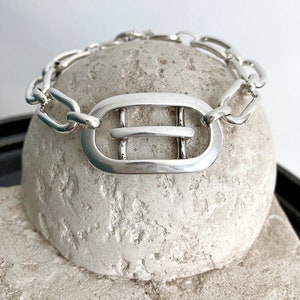 Antique Silver bracelet, Silver Wrap Bracelet, Link Silver Bracelet, Chunky Silver Luxury Bracelet, womens gift image 3