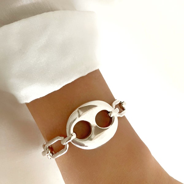 Antique Silver  bracelet, Silver Wrap Bracelet, Link Silver Bracelet, Chunky Silver Bracelet, Silver bold bracelet, Silver bracelet