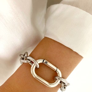 Antique Silver Bracelet, Heavy chain Bracelet, Statement Bold Bracelet, Chunky Big Bracelet, Womens gift, Gift for her image 5