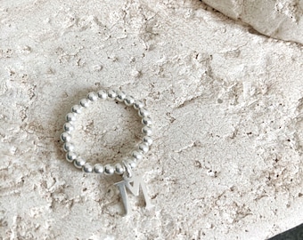 925 Solid Sterling Silver Ring, Personalized Jewellery, Initial Ring, Initial M Ring, Charm Ring, Gift for her