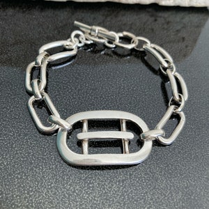 Silver bracelet, Silver Wrap Bracelet, Link Silver Bracelet, Chunky Silver Bracelet, womens gift image 4