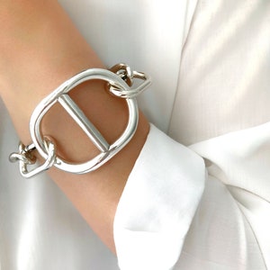 Silver Statement Chunky bracelet,Silver Wrap Statement Bracelet, Silver Chain Bracelet, Chunky Bracelet, Link Bracelet, Gift for her