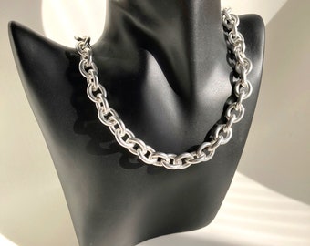 Silver necklace,Antique silver necklace, Heavy Necklace,  Chunky Chain necklace,Silver Statement necklace  , Gift fo her