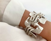 Antique Silver Heavy Bracelet, Large Massive Personalized